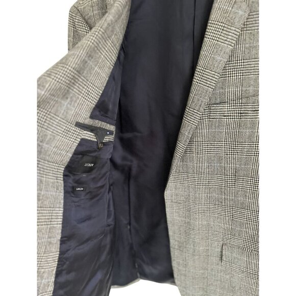J.Crew Ludlow Blazer Gray Plaid Wool Blend With Notch Lapel Size 44 - Picture 8 of 11